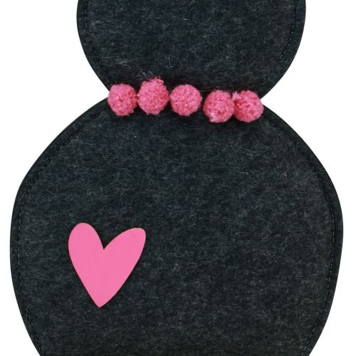 Article Décoration de table Lapin de Pâques en feutre noir avec coeur 45cm 3 pcs