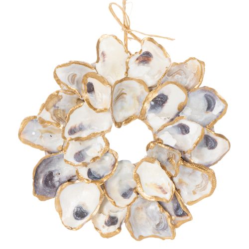 Floristik24 Couronne de coquillages en forme d'huître, accessoire de décoration marin, décoration murale naturelle, 12 cm