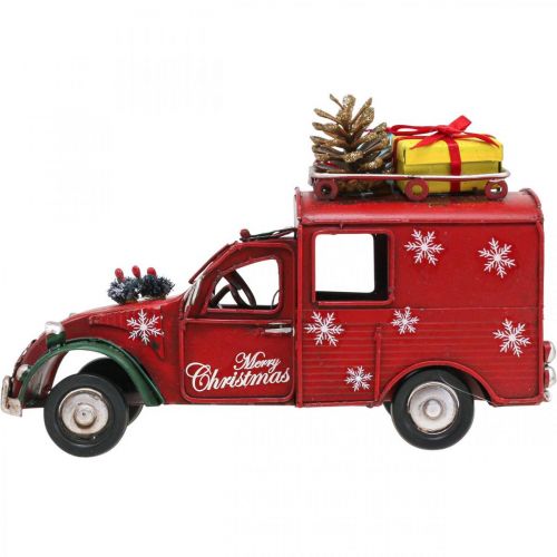 Floristik24 Décoration de Noël voiture Voiture de Noël vintage rouge L17cm