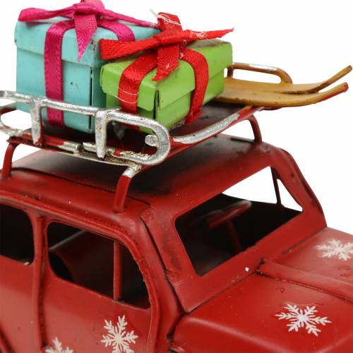 Floristik24 Voiture de Noël avec colis rouge L11cm
