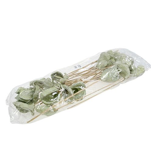 Article Badam sur bâton décoration naturelle vert blanc lavé 25 pièces