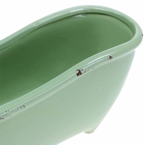 Floristik24 Baignoire décorative en céramique grise, verte triée 22cm x 10cm H10cm lot de 3