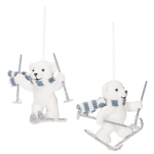 Pendentif ours polaire sur skis avec écharpe pour l'accrocher, 10 cm, lot de 2 acheter | Floristik24.be