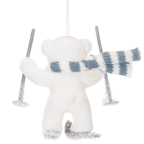 Pendentif ours polaire sur skis avec écharpe pour l'accrocher, 10 cm, lot de 2 | Floristik24.be