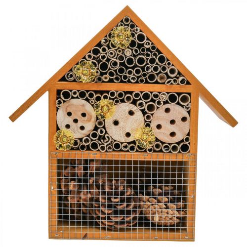 Décoration de balcon hôtel à insectes maison à insectes solaire orange 23x24cm