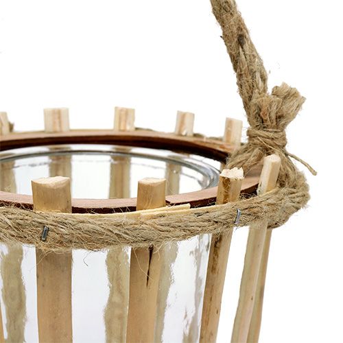 Floristik24 Panier en bambou avec verre à suspendre Ø14cm H13cm 2pcs