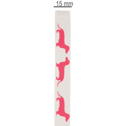 Ruban décoratif à motif teckel, ruban cadeau, 15 mm de large, 18 m de long | Floristik24.be