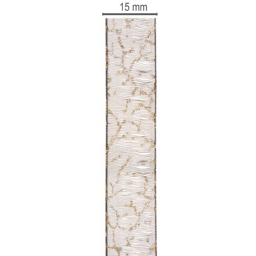 Ruban décoratif, ruban d'organza transparent pour décoration de table, 15 mm de large, 20 m de long | Floristik24.be