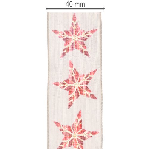 Ruban décoratif à étoiles rouges, 40 mm de large, 15 m de long | Floristik24.be