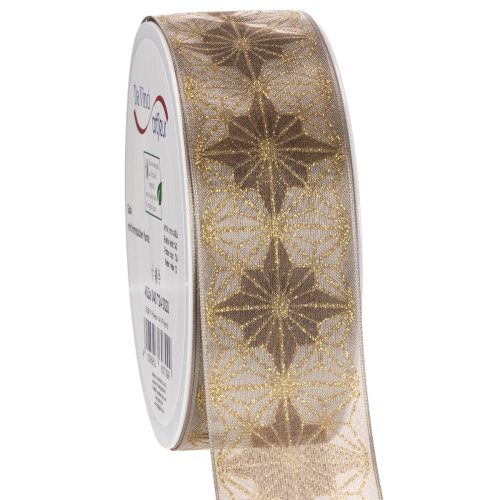 Ruban décoratif à étoiles, ruban cadeau à bord indéformable, 40 mm de large, 20 m de long