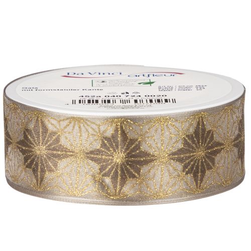 Ruban décoratif à étoiles, ruban cadeau à bord indéformable, 40 mm de large, 20 m de long | Floristik24.be