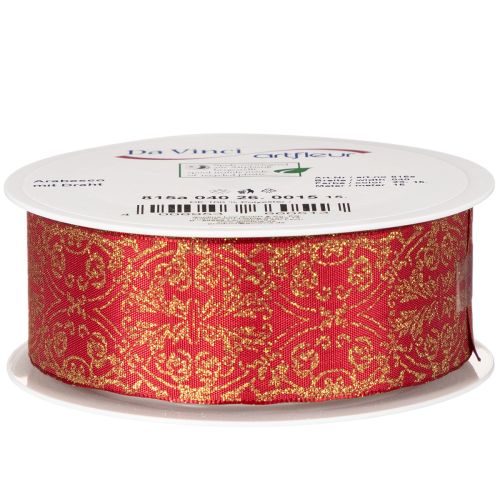 Ruban cadeau à motif festif pour loisirs créatifs et décoration, 40 mm x 15 m | Floristik24.be