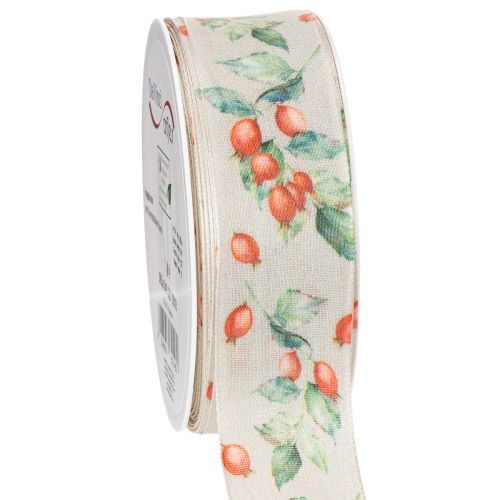 Ruban cadeau, motif automnal avec cynorrhodons et feuilles, 40 mm x 18 m acheter | Floristik24.be