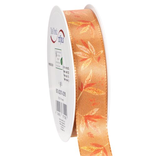 Ruban cadeau automne à motifs de feuilles pour emballages créatifs, 25 mm x 18 m