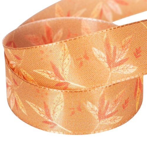 Ruban cadeau automne à motifs de feuilles pour emballages créatifs, 25 mm x 18 m | Floristik24.be