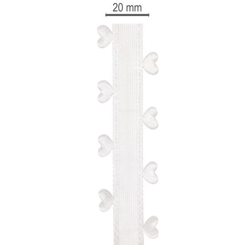 Ruban blanc décoratif à cœurs pour des idées de loisirs créatifs, 20 mm x 15 m | Floristik24.be