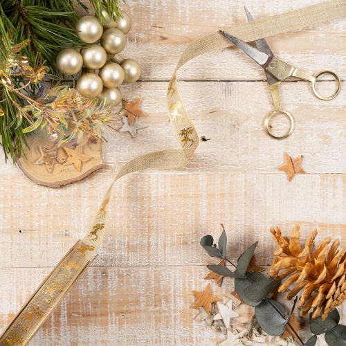 Ruban décoratif, motif cerf, ruban de Noël, 15 mm x 15 m | Floristik24.be