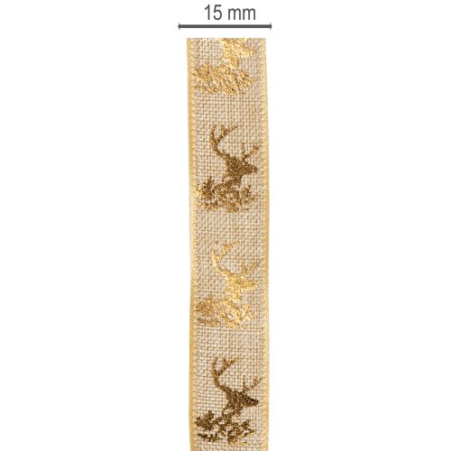 Ruban décoratif, motif cerf, ruban de Noël, 15 mm x 15 m | Floristik24.be