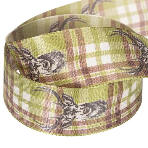 Ruban décoratif à motif tête de cerf et carreaux, 40 mm x 15 m | Floristik24.be