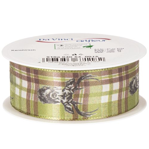 Ruban décoratif à motif tête de cerf et carreaux, 40 mm x 15 m | Floristik24.be