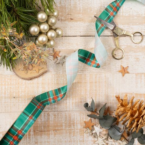 Ruban cadeau, motif à carreaux, tartan écossais, 25 mm, 20 m | Floristik24.be