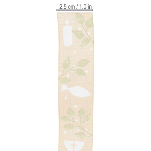 Article Ruban ruban décoratif communion beige 25mm 20m