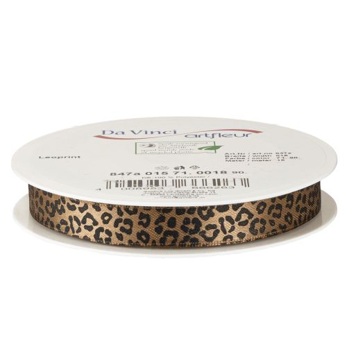 Ruban de soie imprimé léopard marron noir 15 mm 18 m | Floristik24.be