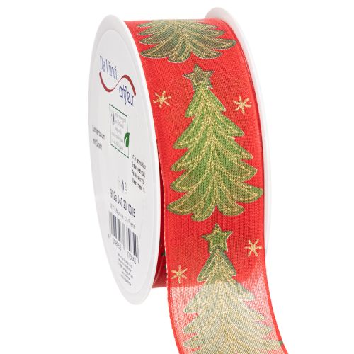 Ruban cadeau sapin de Noël avec étoiles 40 mm 15 m acheter | Floristik24.be