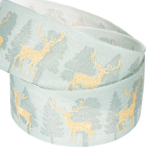 Ruban cadeau avec rennes et sapins de Noël, 40 mm x 18 m | Floristik24.be