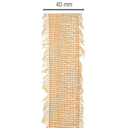 Ruban décoratif en coton, style rustique, à franges, 40 mm, 30 m | Floristik24.be