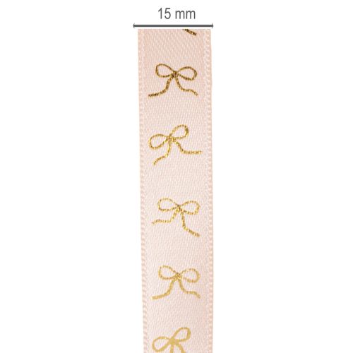 Ruban cadeau avec nœuds dorés 15 mm 18 m | Floristik24.be