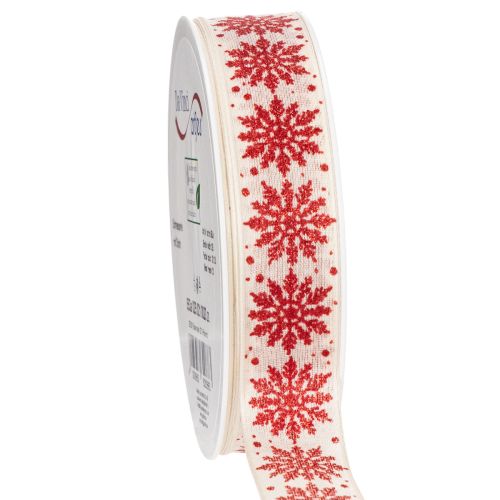Ruban décoratif à flocons de neige, emballage cadeau, hiver, 25 mm x 20 m