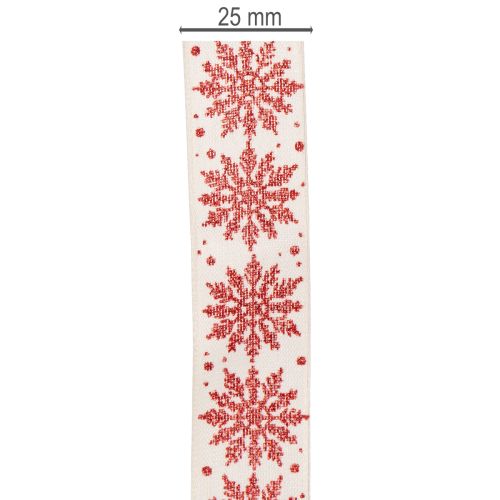 Ruban décoratif à flocons de neige, emballage cadeau, hiver, 25 mm x 20 m | Floristik24.be