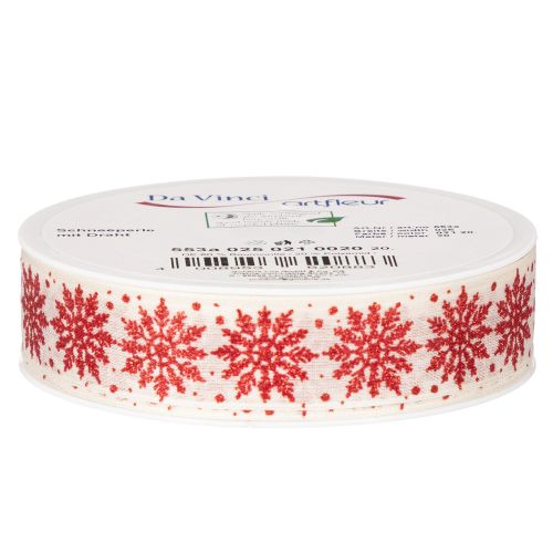 Ruban décoratif à flocons de neige, emballage cadeau, hiver, 25 mm x 20 m | Floristik24.be