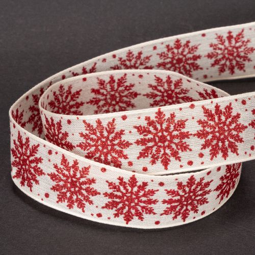 Ruban décoratif à flocons de neige, emballage cadeau, hiver, 25 mm x 20 m | Floristik24.be