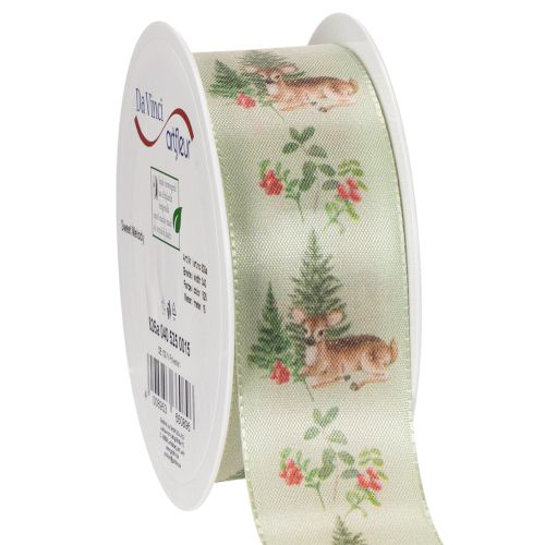 Ruban décoratif à motif de cerf, de forêt et de fleurs, 40 mm x 15 m acheter | Floristik24.be