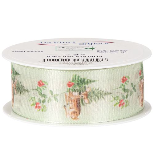 Ruban décoratif à motif de cerf, de forêt et de fleurs, 40 mm x 15 m | Floristik24.be