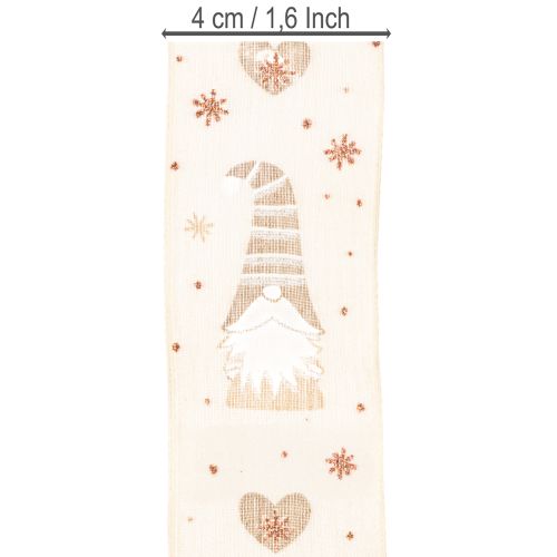 Ruban décoratif à motifs de gnomes et de cœurs, idéal pour les cadeaux et les loisirs créatifs, 40 mm x 15 m | Floristik24.be