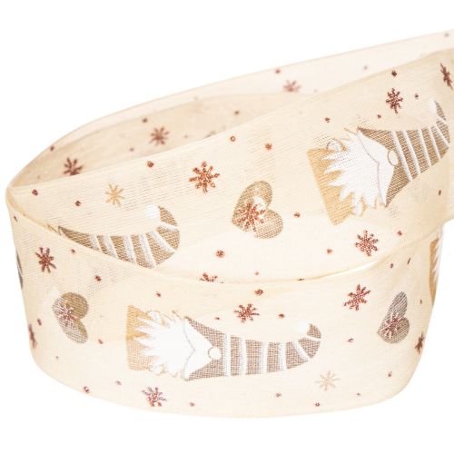 Ruban décoratif à motifs de gnomes et de cœurs, idéal pour les cadeaux et les loisirs créatifs, 40 mm x 15 m | Floristik24.be