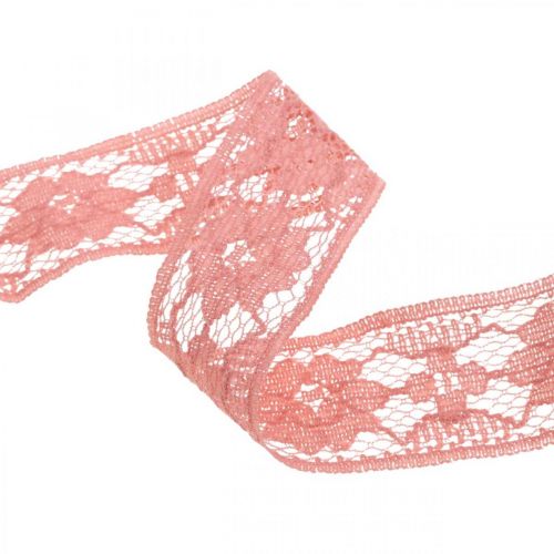 Ruban dentelle rose antique, ruban décoratif, décoration vintage, ruban déco, décoration mariage L25mm L15m