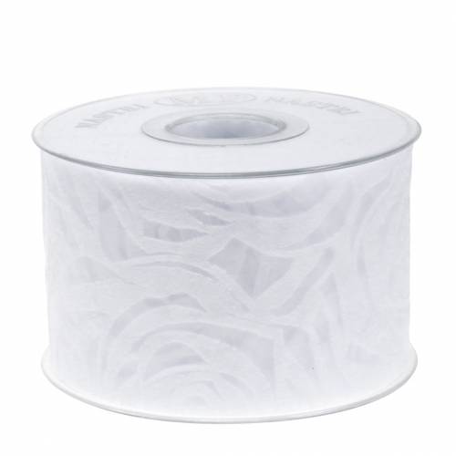 Floristik24 Ruban déco roses large blanc 63mm 20m