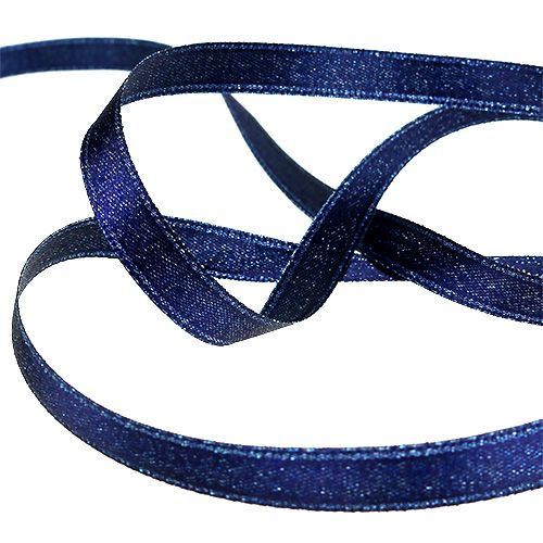 Floristik24 Ruban satin avec mica bleu 10mm 20m