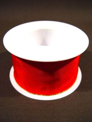 Floristik24 Ruban cadeau avec bord doré, 6.0cm 25m rouge