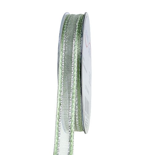 Ruban cadeau vert menthe avec argent 15mm 20m