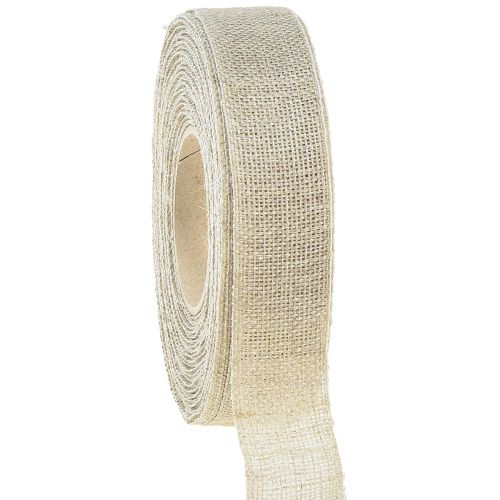 Floristik24 Ruban décoratif ruban de lin beige naturel 25mm 20m