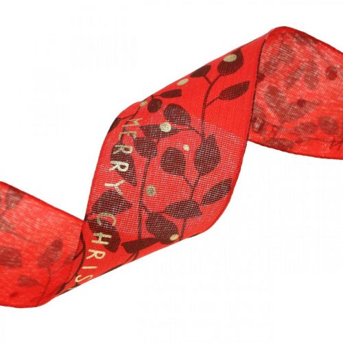 Article Ruban de Noël avec dicton rouge 40mm 20m