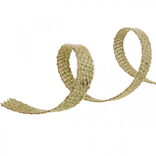 Article Ruban déco jute vert, nature 12mm Ruban jute coloré décoration jute 10m