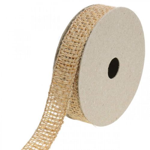 Article Ruban décoratif jute jaune, nature 25mm Ruban décoratif jute rustique 10m