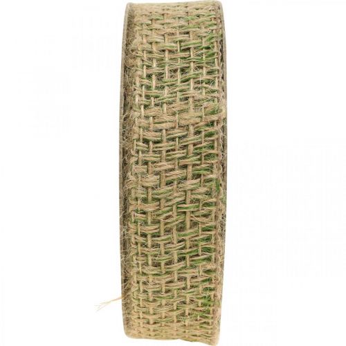 Article Ruban déco jute vert, nature 25mm Ruban de jute pour décoration 10m