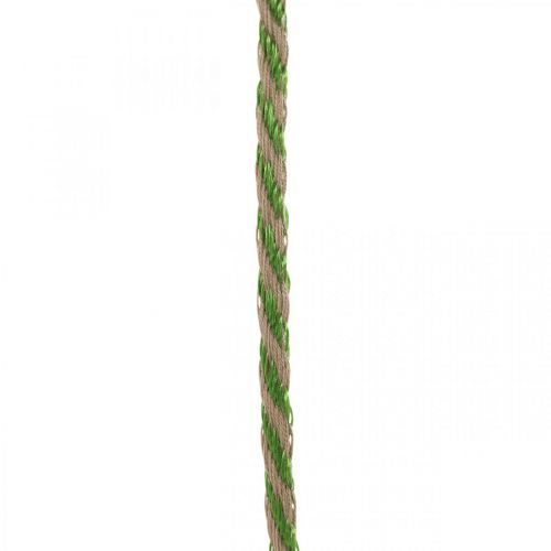 Floristik24 Ruban déco lin vert, naturel 4mm ruban cadeau ruban décoratif 20m
